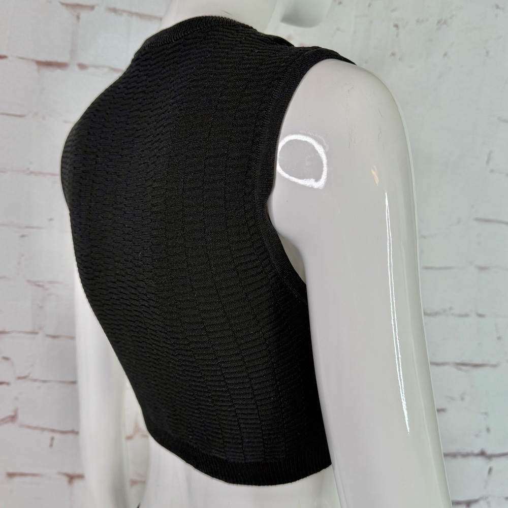 NEW ZARA S Black Sleeveless Crop Top Knit Vest Gold Button Accents Small NWT - Picture 8 of 15